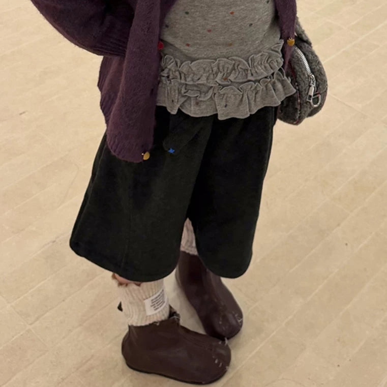 Girls Knit Cardigan, Base Layer & Wool Shorts Set - Autumn