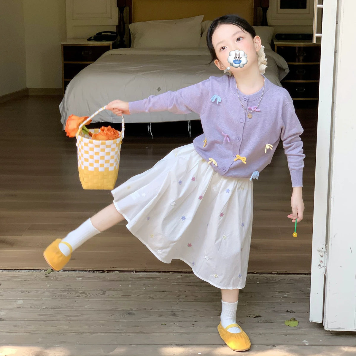 Girls Knit Cardigan & Skirt Set - Sweet Korean Style Autumn Outfit