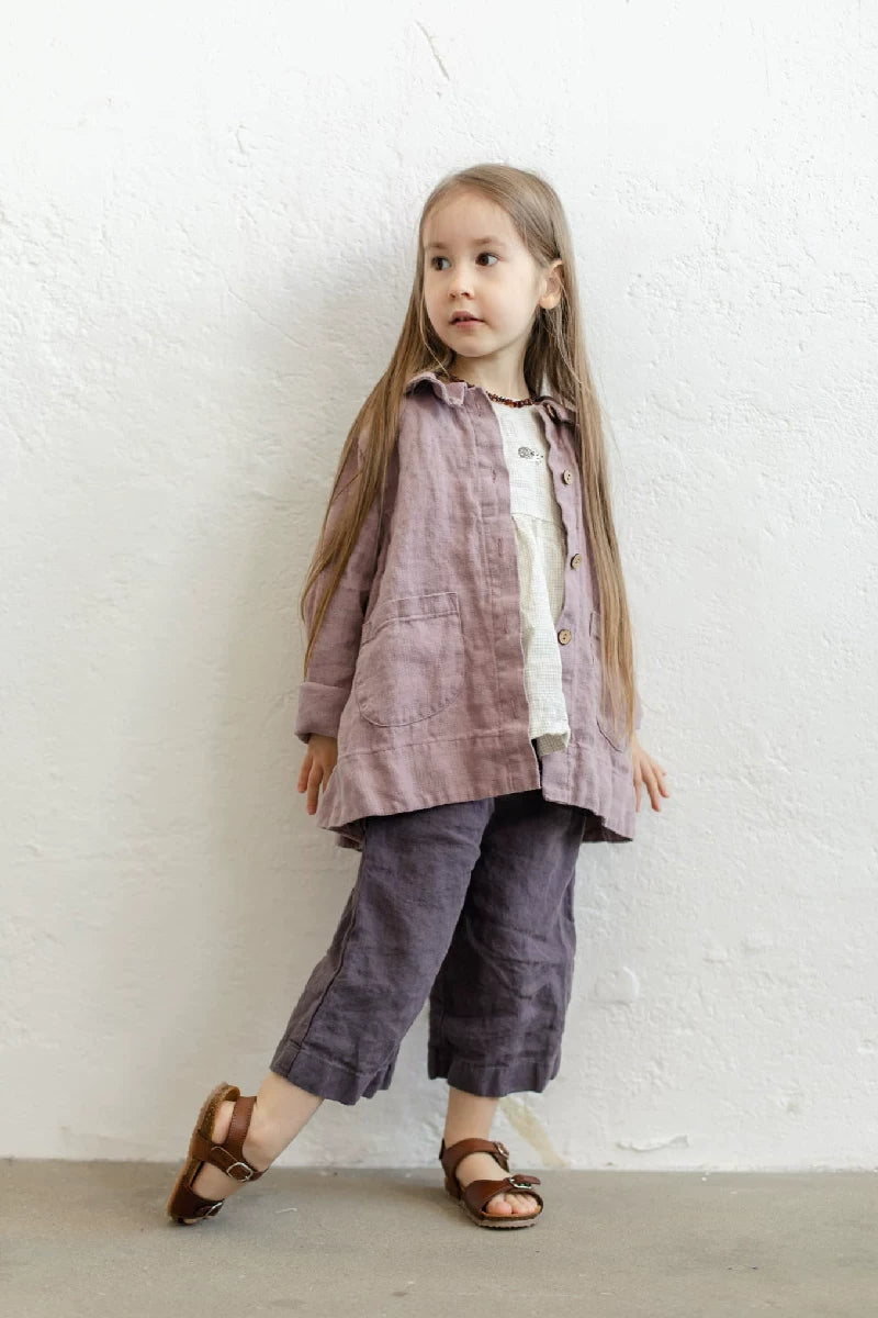 Kids Pure Linen Relaxed Pants - Unisex Leisure Trousers