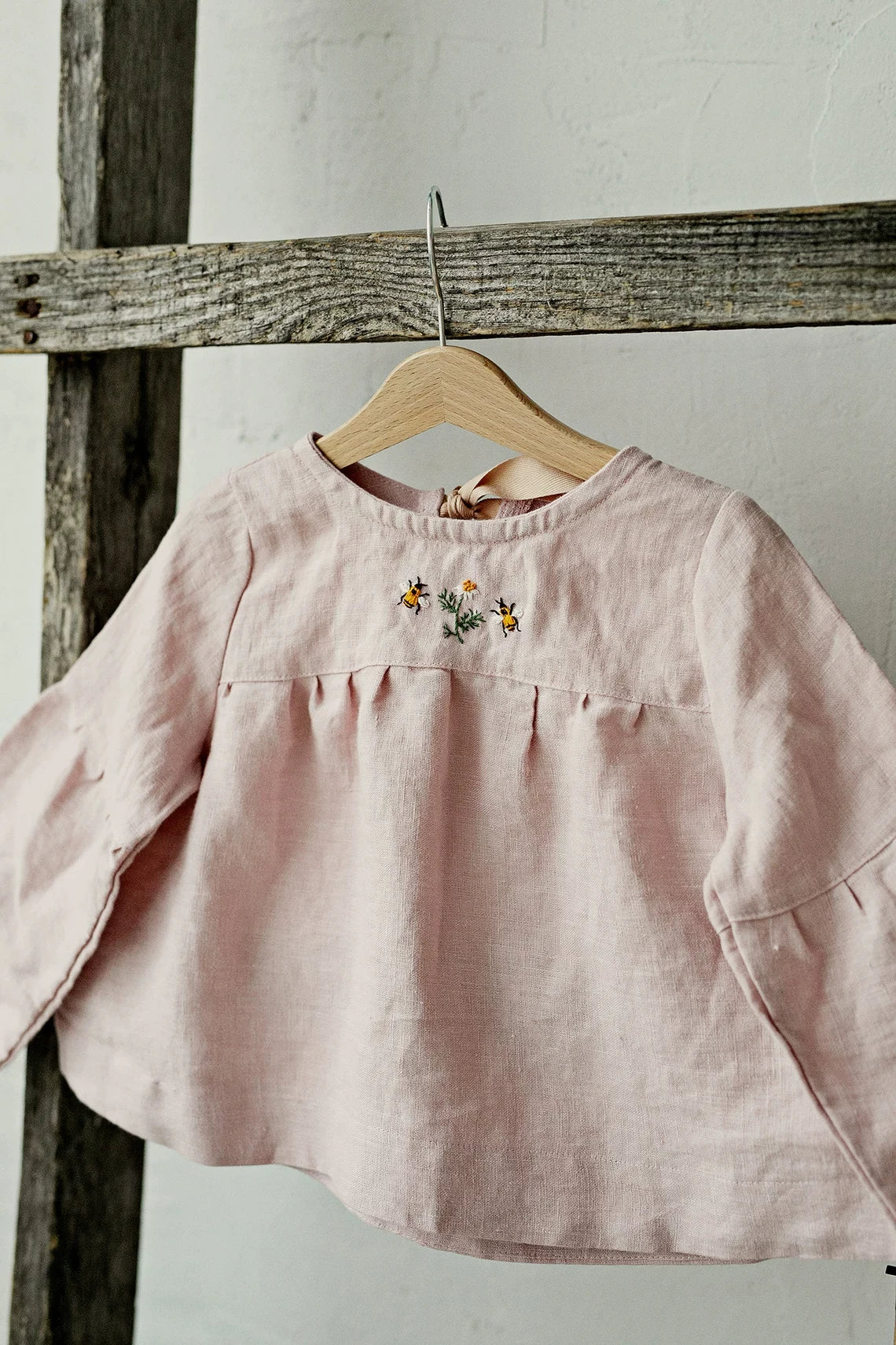 Alice Linen Embroidered Shirt - Girls Long-Sleeve Blouse