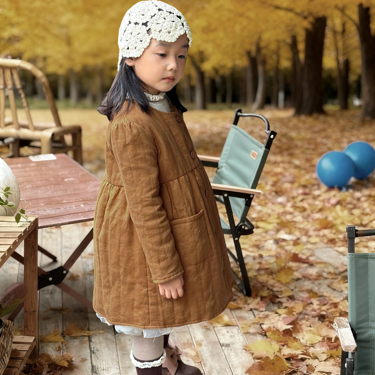 Girls Washable Padded Winter Coat - Warm Yellow Longline