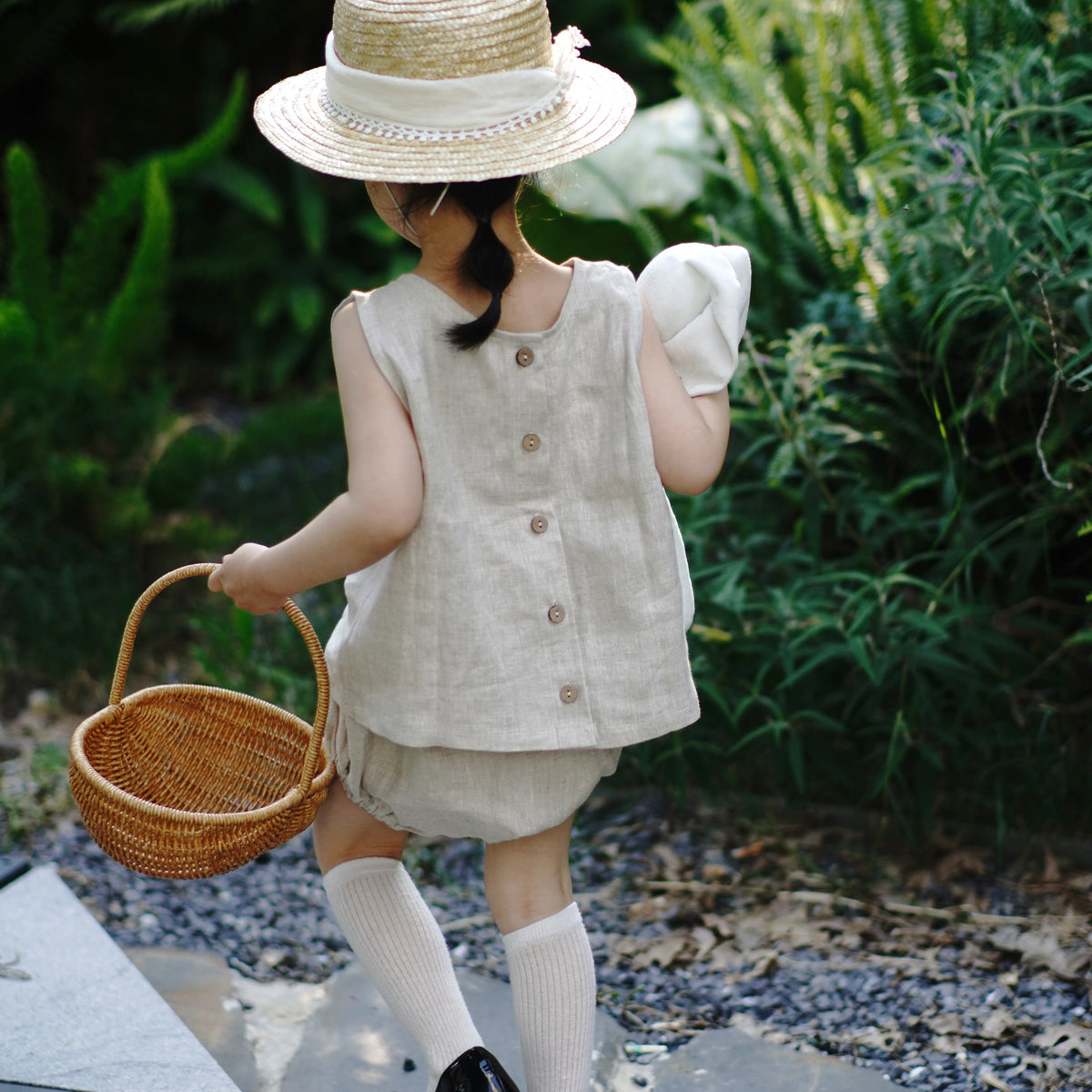 Belgian Pure Linen Baby Set - Sleeveless Romper & Bubble Pants