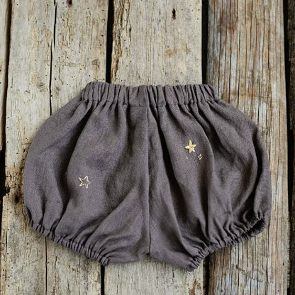 Alice-Style Pure Linen Bubble Shorts - Girls Summer Bottoms