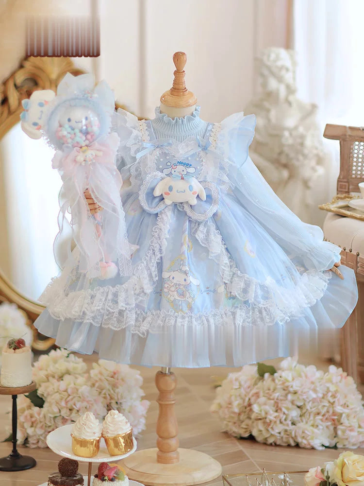 Girls Cinnamoroll Lolita Dress - Fleece-Lined Birthday Princess Dress