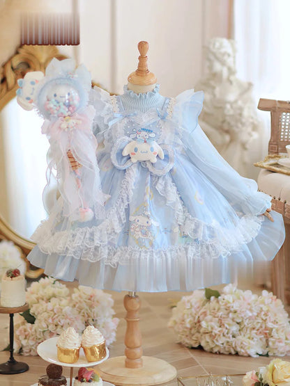 Girls Cinnamoroll Lolita Dress - Fleece-Lined Birthday Princess Dress