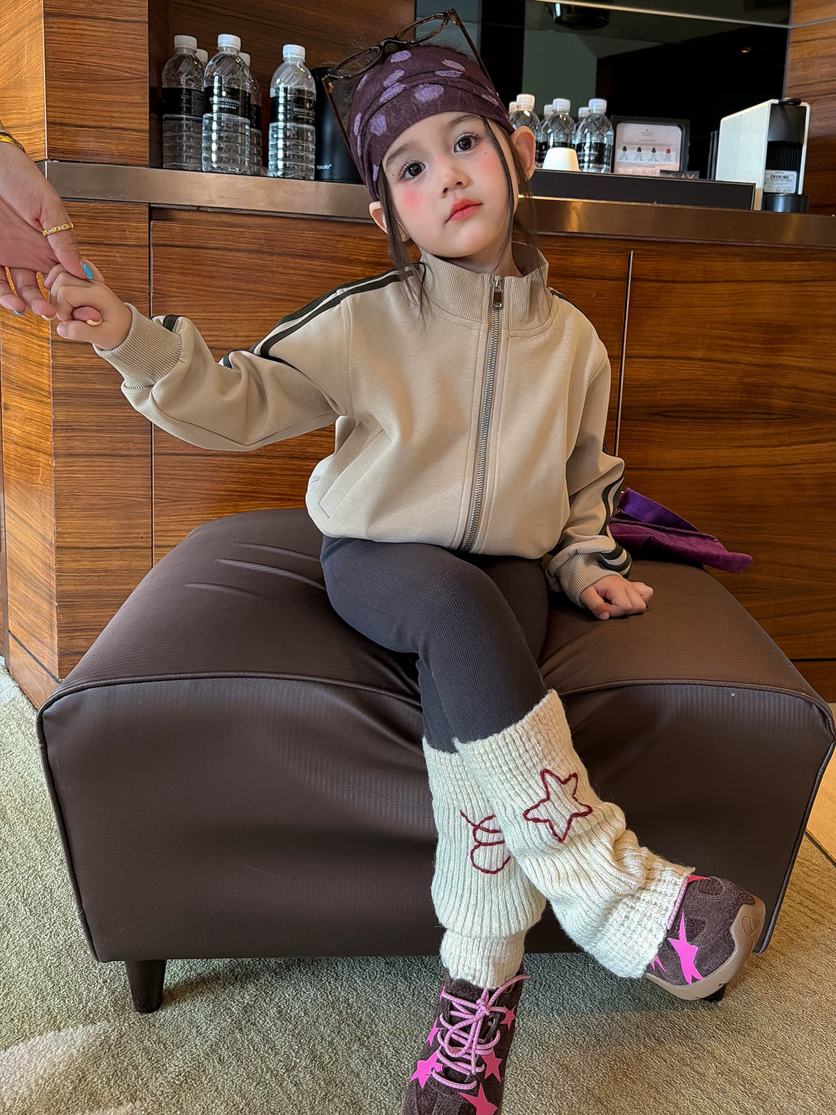 Girls Stand-Collar Zip Jacket & Leggings Set - Sporty Korean Autumn Two-Piece