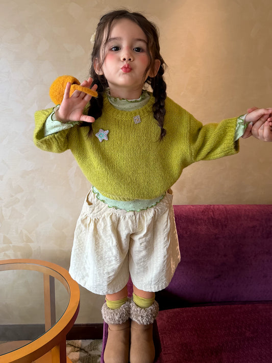 Girls Knit Sweater & Corduroy Pants Set - Sweet Autumn Three-Piece