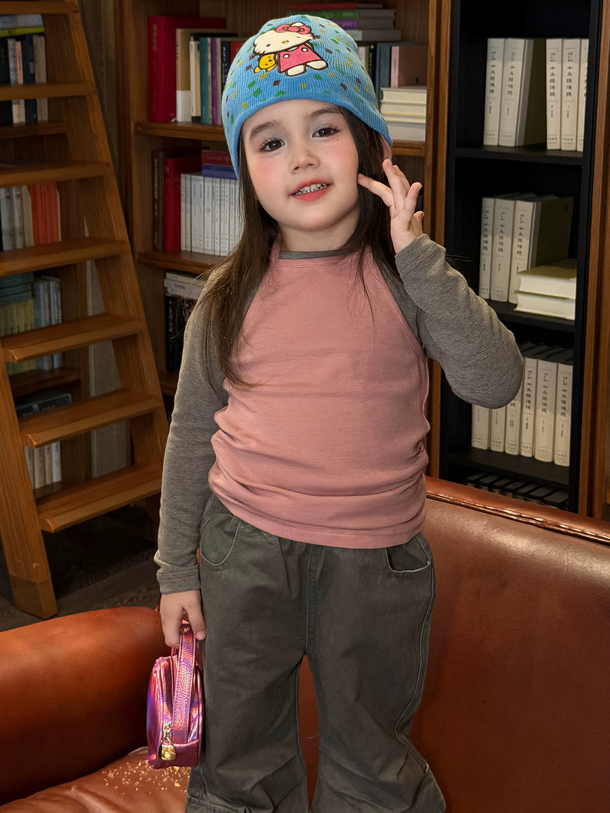 Girls Layered Cami Tee & Cargo Pants Set - Colour-Block Autumn