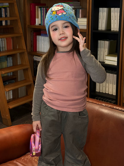 Girls Layered Cami Tee & Cargo Pants Set - Colour-Block Autumn