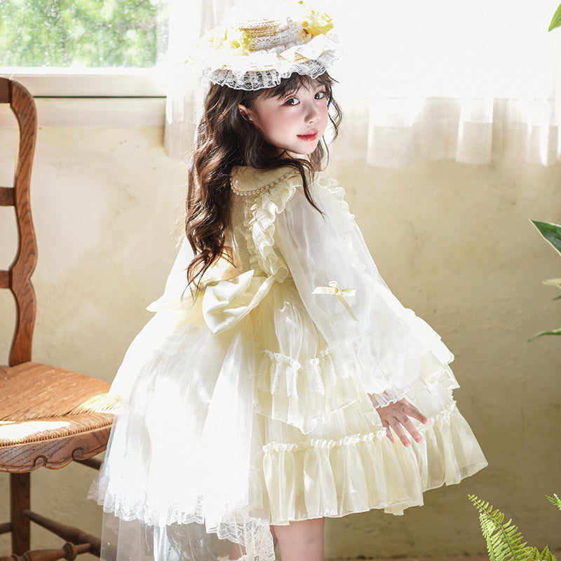 Girls Long Sleeve Tulle Birthday Dress - Twirl Party Gown