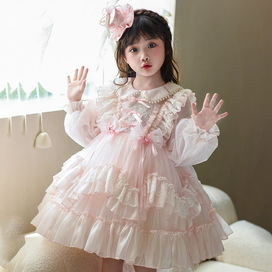 Girls Long Sleeve Tulle Birthday Dress - Twirl Party Gown