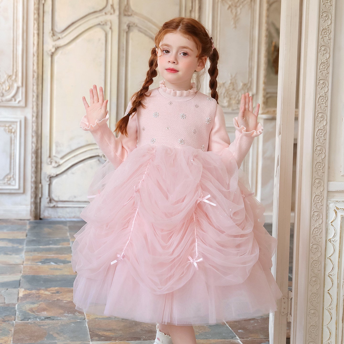 Girls Pink Flower Girl Tutu Dress - Sweet Birthday Gown