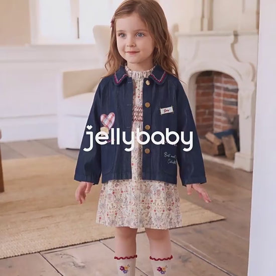 Jellybaby Girls Floral Cotton Dress - Long Sleeve Autumn Dress