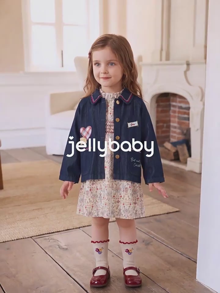 Jellybaby Girls Floral Cotton Dress - Long Sleeve Autumn Dress