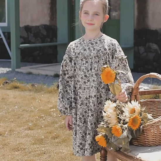 Girls Floral Long Sleeve Dress - Vintage Princess