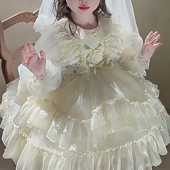Girls long sleeve tulle birthday dress