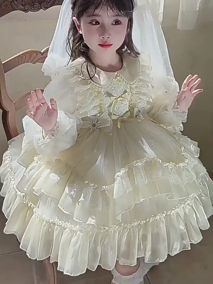 Girls long sleeve tulle birthday dress