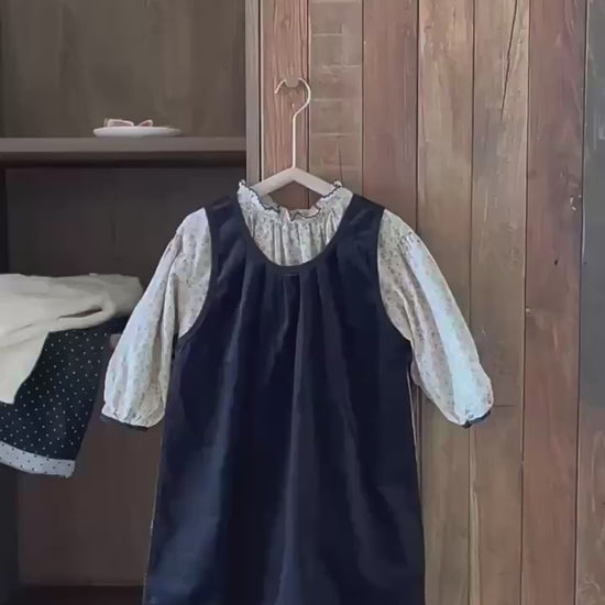 Girls Korean Style Dress Set - Pinafore and Floral Dress