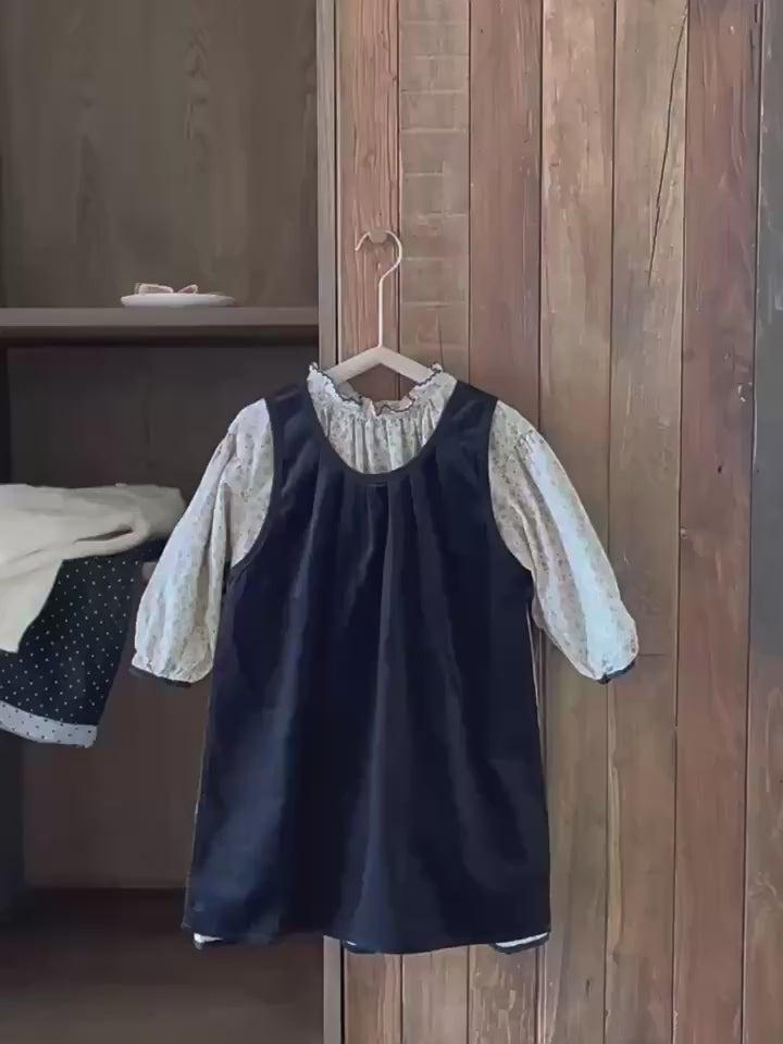 Girls Korean Style Dress Set - Pinafore and Floral Dress