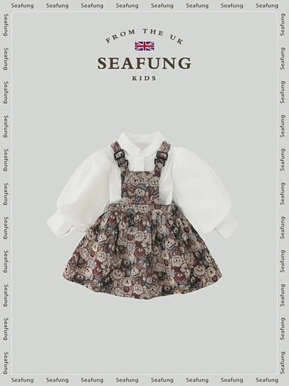 Girls Long Sleeve Princess Dress Set - Seafung