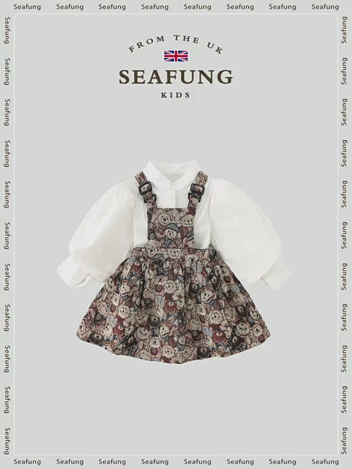 Girls Long Sleeve Princess Dress Set - Seafung