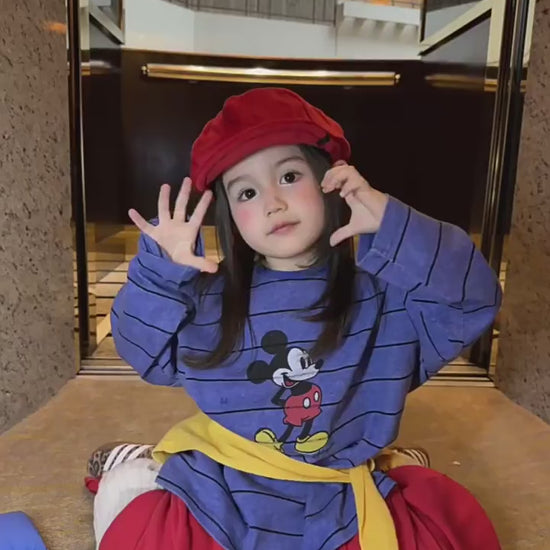 Girls Cartoon Striped Tee & Pants Set - Relaxed Korean Autumn Two-Piece