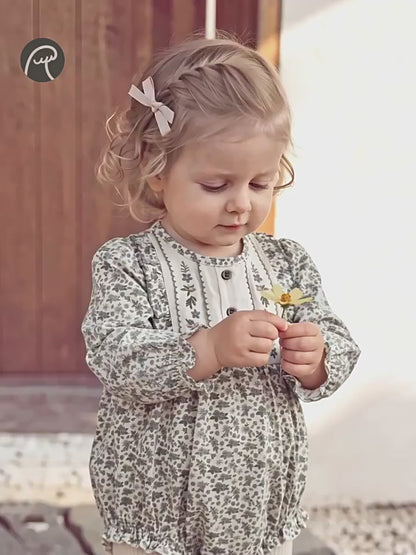 Girls Floral Cotton Princess Dress - Sweet Spring Autumn