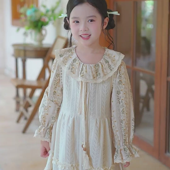 Girls Forest Style Princess Dress - Autumn Birthday Party Gown