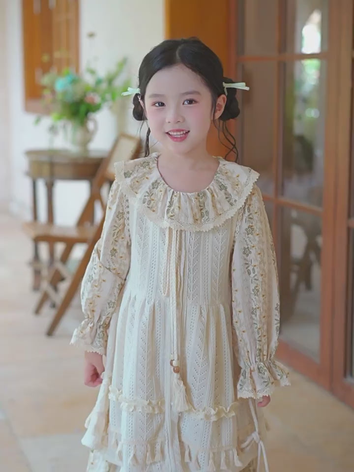 Girls Forest Style Princess Dress - Autumn Birthday Party Gown