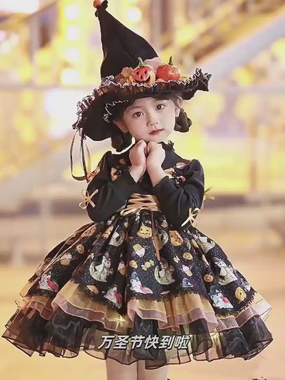 Girls Kuromi Pumpkin Lolita Dress - Party Tulle